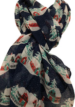 Load image into Gallery viewer, Pamper Yourself Now Blue Snow Scene/Christmas Scenery Christmas Ladies Scarf