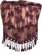 Load image into Gallery viewer, Pink/Purple Butterfly lace Trimmed Triangle Scarf