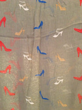 Load image into Gallery viewer, Pamper Yourself Now Grey high Heels Pattern Long Scarf, Soft Ladies Fashion London