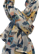 Load image into Gallery viewer, Pamper Yourself Now Cream Big Eye Owls Design Pretty Scarf, Long Soft Ladies Fashion London