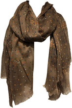 Load image into Gallery viewer, Pamper Yourself Now Dark Brown with Multi Coloured dots Scarf/wrap