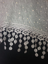 Load image into Gallery viewer, Pamper Yourself Now Light Grey Jersey with Sparkle and lace Trimmed Triangle Scarf Fashion Fab Gift
