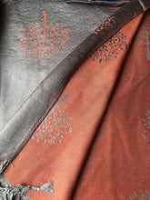 Load image into Gallery viewer, Orange and grey mulberry tree pashmina