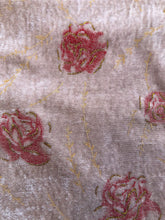 Load image into Gallery viewer, Beige Velvet with red flowers lovely long scarf/wrap with tassels