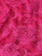 Load image into Gallery viewer, Pamper Yourself Now Fuchsia Pink Roses Designs lace Triangle Scarf. a Lovely Fashion Item. Fantastic Gift