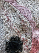 Load image into Gallery viewer, Pamper Yourself Now Light Pink with Pink Trim and Black Flower Triangle Scarf