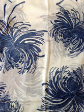Load image into Gallery viewer, Pamper Yourself Now Cream with Blue Chrysanthemum Flower Long Scarf, Soft Ladies Fashion London