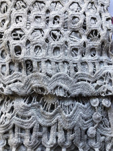 Load image into Gallery viewer, Light grey thin flower lace long scarf with tassels