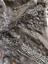 Load image into Gallery viewer, Pamper Yourself Now Dark Grey Small Flower lace Triangle Scarf. a Lovely Fashion Item. Fantastic Gift