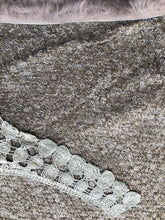 Load image into Gallery viewer, Pamper Yourself Now Tan Triangle Scarf with Fur Trim and Sequin.