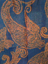 Load image into Gallery viewer, Pamper Yourself Now Blue with Orange Paisley Pattern Long Scarf, Soft Ladies Fashion London