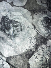 Load image into Gallery viewer, Pamper Yourself Now Dark Grey with Grey Big Roses Design Scarf