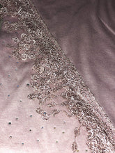 Load image into Gallery viewer, Pamper Yourself Now Pink Jersey with Sparkle and lace Trimmed Triangle Scarf Soft SummerPink Jersey with Sparkle Fashion London Fashion Fab Gift