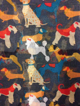 Load image into Gallery viewer, Pamper Yourself Now Grey Overlapping Dogs Multi Coloured Scarf Sausage Dog Dalmatian Irish Wolfhound Doodle