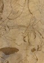 Load image into Gallery viewer, Beige with Brown Eagle and Skull Design Scarf/wrap.