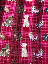 Load image into Gallery viewer, Pamper Yourself Now Red Tartan Shiny Dog Scarf with Different Dog Breeds Thin Long Scarf
