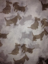 Load image into Gallery viewer, Pamper Yourself Now White with Brown Scottie Dogs, Long Scarf, Soft Ladies Fashion London