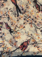 Load image into Gallery viewer, Pamper Yourself Now Beige with Black/Pink Bird in Bush Scarf