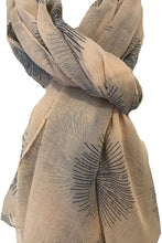 Load image into Gallery viewer, Pamper Yourself Now Beige with Blue Sun Rays Scarf/wrap