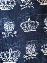 Load image into Gallery viewer, Pamper Yourself Now Blue with White Skull and Crown Design Scarf/wrap