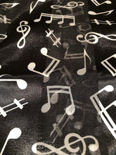 Load image into Gallery viewer, Black Musical Notes Scarf with White Notes