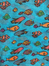 Load image into Gallery viewer, Pamper Yourself Now Teal Fish Scarf with Tropical Fish