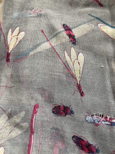 Load image into Gallery viewer, Pamper Yourself Now Grey with Dragonfly and Bugs Design Long Soft Scarf, Great Present/Gift.
