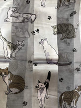 Load image into Gallery viewer, Grey Shiny cat Scarf with Multi-Coloured Cats Thin Scarf.