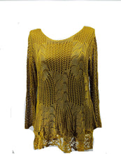 Load image into Gallery viewer, Pamper Yourself Now ltd Ladies Mustard Crochet lace Long Sleeve top. Made in Italy (AA27)