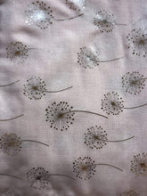 Load image into Gallery viewer, Pamper Yourself Now Baby Pink with Silver Dandelion Design Long Scarf