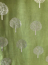 Load image into Gallery viewer, Pamper Yourself Now Green with Silver Foiled Mulberry Tree Design Ladies Scarf/wrap. Great Present for Mum, Sister, Girlfriend or Wife.