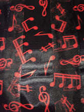 Load image into Gallery viewer, Black Musical Notes Scarf with red Notes
