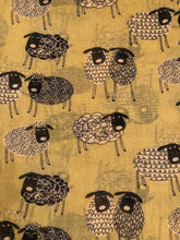 Load image into Gallery viewer, Mustard sketched sheep design long Scarf/wrap. Great present/gift for any lady in your life.