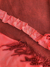 Load image into Gallery viewer, Pamper Yourself Now Orange with Small Rose and Chiffon lace Trim Triangle Scarf