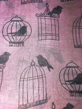 Load image into Gallery viewer, Pamper Yourself Now Pink with Black Bird cage and Bird Design Scarf Lovely Soft Scarf Fantastic Gift