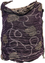 Load image into Gallery viewer, Pamper Yourself Now Purple and Grey Chunky Rose Design Stretchy Blanket Scarf/wrap. Great Present/Gift for mums, Girlfriends or Wife.