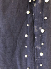 Load image into Gallery viewer, Pamper Yourself Now Navy with Beads and Pearls with Frayed Edge Long Soft Scarf/wrap