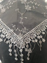 Load image into Gallery viewer, Pamper Yourself Now Dark Grey Small Flower lace Triangle Scarf. a Lovely Fashion Item. Fantastic Gift