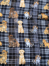 Load image into Gallery viewer, Pamper Yourself Now Black Tartan Shiny Dog Scarf with Different Dog Breeds Thin Long Scarf