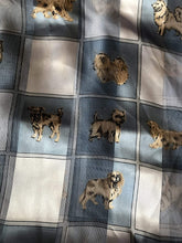 Load image into Gallery viewer, Pamper Yourself Now Blue Dog Scarf with a Square Design and Different Dog Breeds