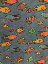 Load image into Gallery viewer, Pamper Yourself Now Blue Fish Scarf with Tropical Fish