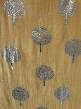 Load image into Gallery viewer, Pamper Yourself Now Mustard with Silver Foiled Mulberry Tree Design Ladies Scarf/wrap. Great Present for Mum, Sister, Girlfriend or Wife.