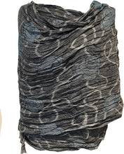 Load image into Gallery viewer, Pamper Yourself Now Green and Grey Chunky Rose Design Stretchy Blanket Scarf/wrap. Great Present/Gift for mums, Girlfriends or Wife.