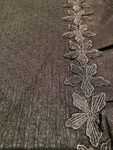 Load image into Gallery viewer, Pamper Yourself Now Black Flower with Chiffon Design Scarf. Long Soft Scarf