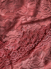 Load image into Gallery viewer, Pamper Yourself Now Pink Roses Designs lace Triangle Scarf. a Lovely Fashion Item. Fantastic Gift