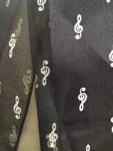 Load image into Gallery viewer, Pamper Yourself Now Navy Blue Treble Clef Striped Music Shiny Thin Pretty Scarf