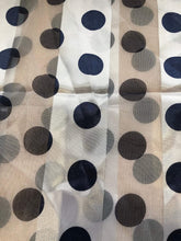 Load image into Gallery viewer, Pamper Yourself Now White with Navy Big spot Thin Pretty Scarf. Lovely with Any Outfit