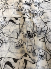 Load image into Gallery viewer, Pamper Yourself Now Cream Sketched Mixed Dog Design Scarf Pug, Sausage Dog, Labrador and whippit