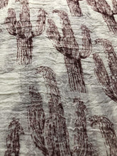 Load image into Gallery viewer, Cream with red cactus scarf with frayed edge long soft scarf