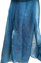 Load image into Gallery viewer, Pamper Yourself Now Plain Blue Scarf with Multi Coloured Sparkle Lovely Long Soft Scarf Fantastic Gift